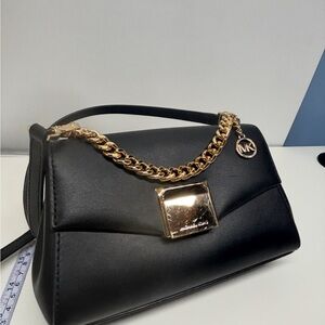 Michael Kors Lita  Leather Cross Body Handbag with Gold Chain